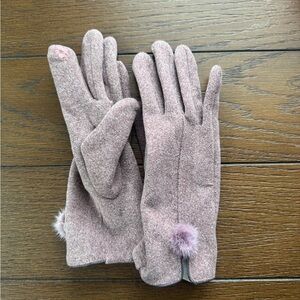 Purple Gloves with Pom Pom Detail